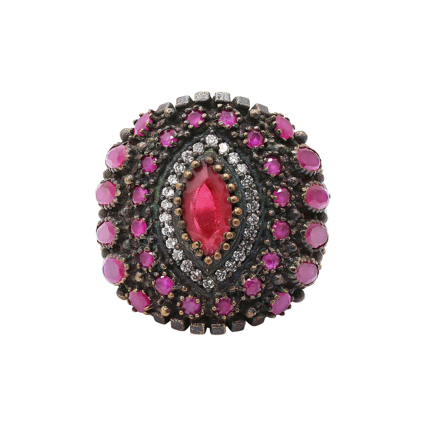 Precious Ruby & Cubic Zircon 925 Sterling Silver Handmade Ring