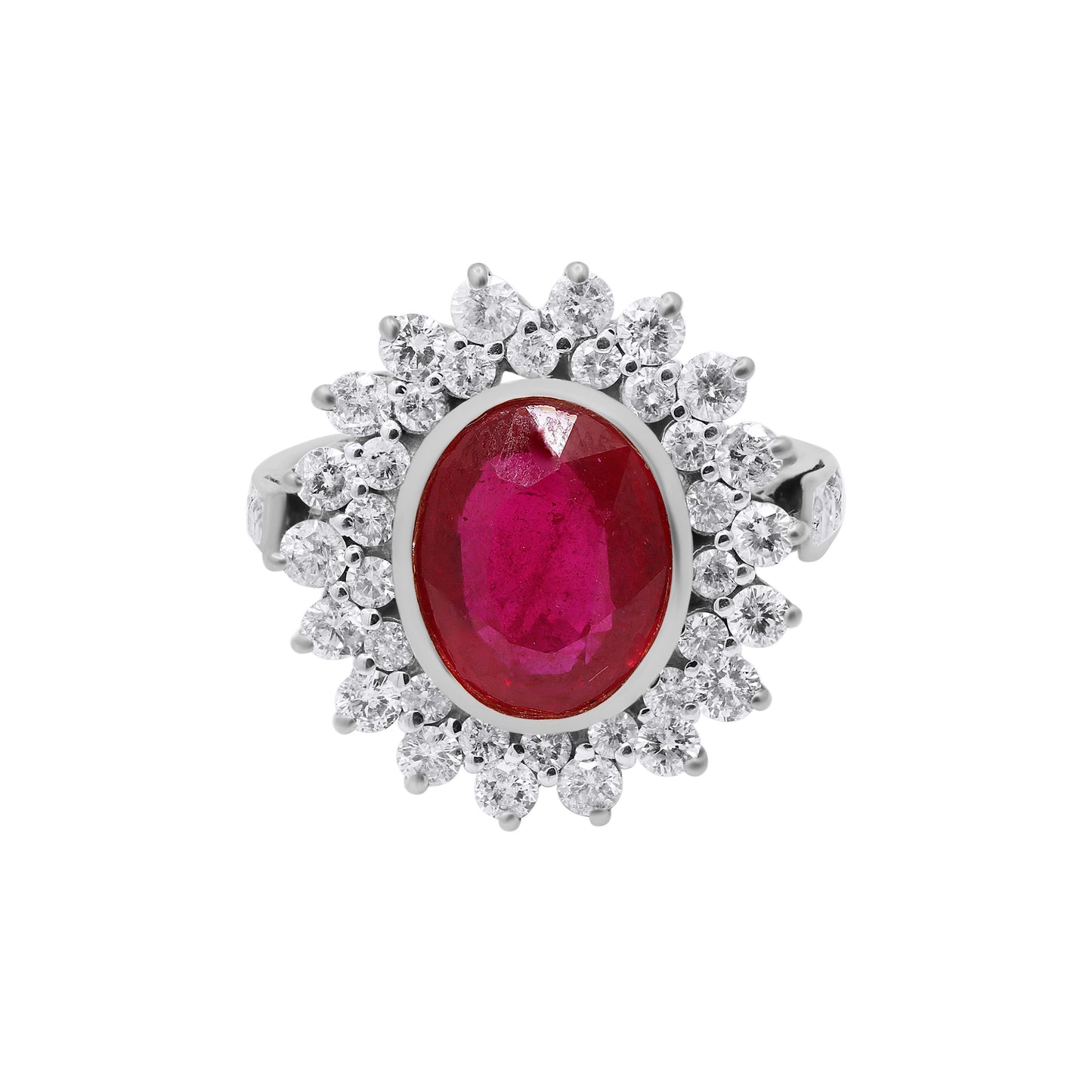 Natural Oval Cut Ruby With Diamond Yellow Gold Designer Ring In 18k Yellow Gold