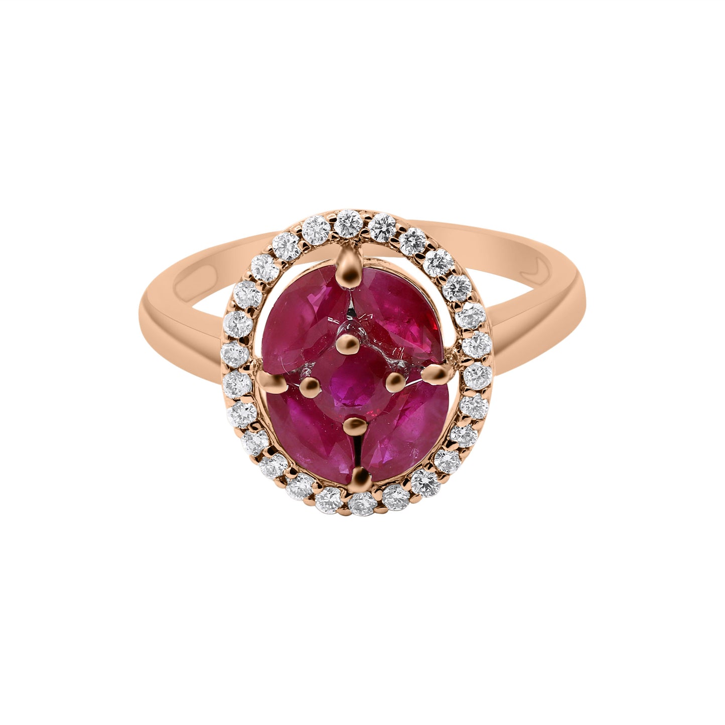 Natural Ruby With Diamond Yellow Gold Ring In 14k White Gold