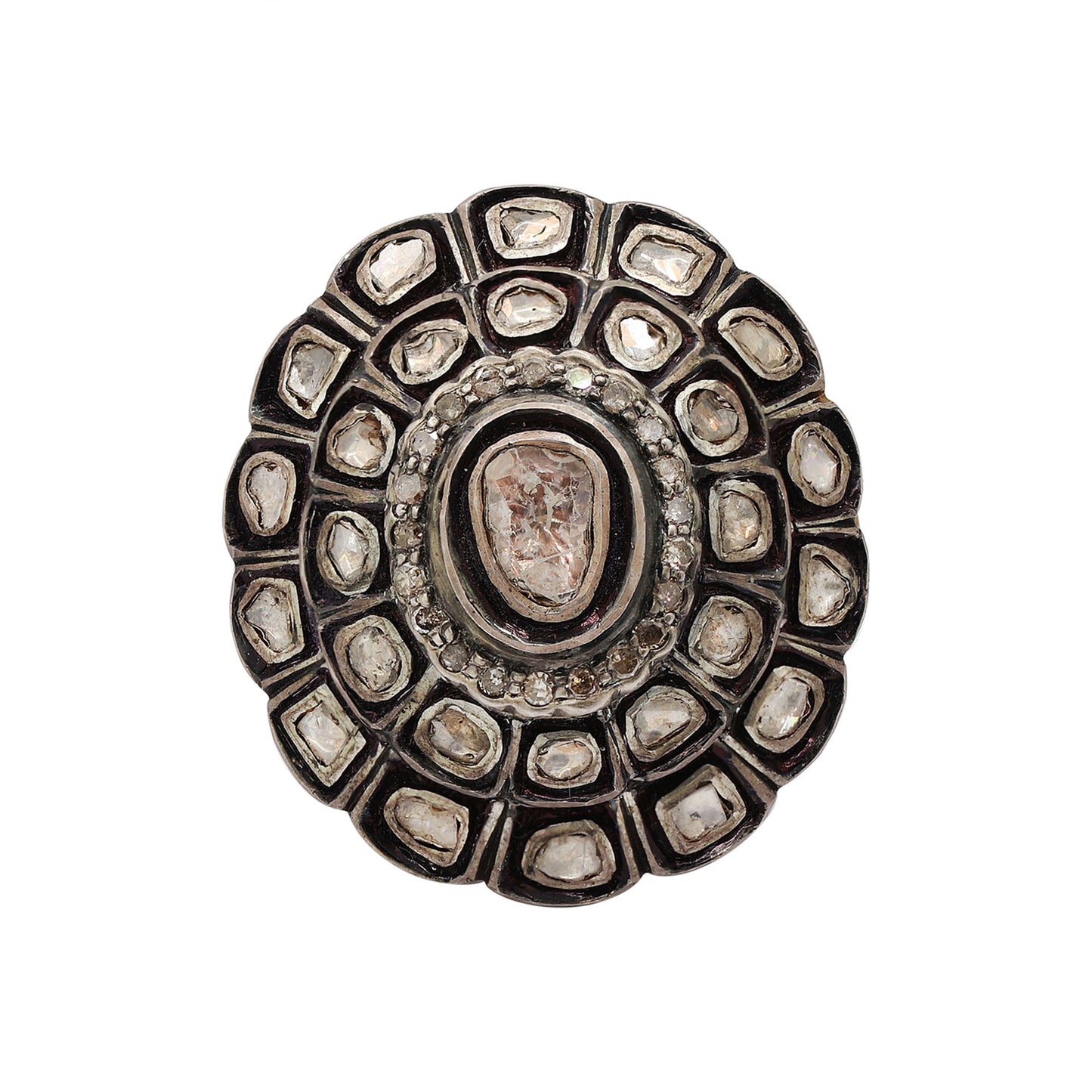 Handmade Polki Diamond Gold Plated 925 Sterling Silver Ring