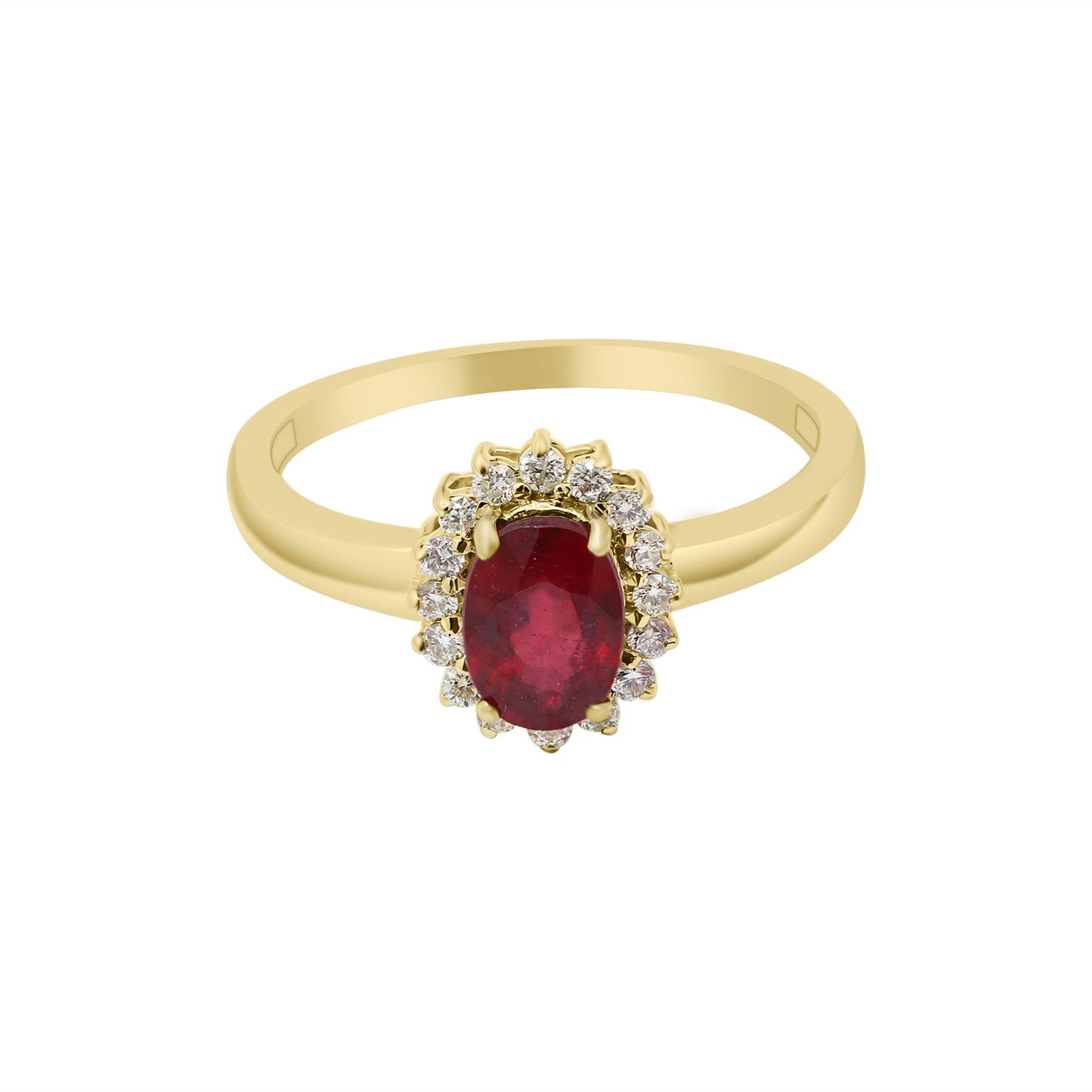 Natural Oval Cut Ruby Gemstone With Diamond Gold Ring In 14k White Gold