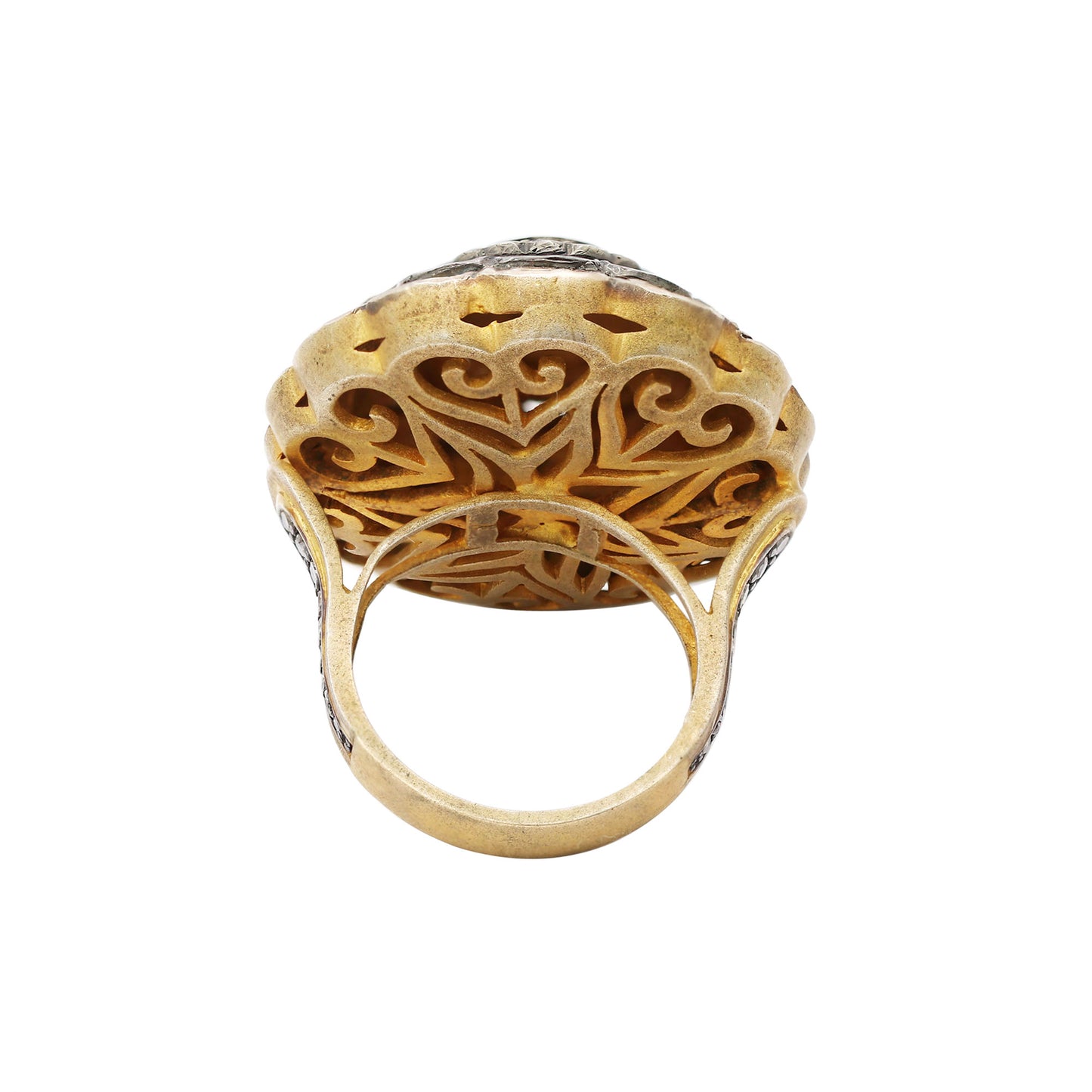 Handmade Polki Diamond Gold Plated 925 Sterling Silver Ring