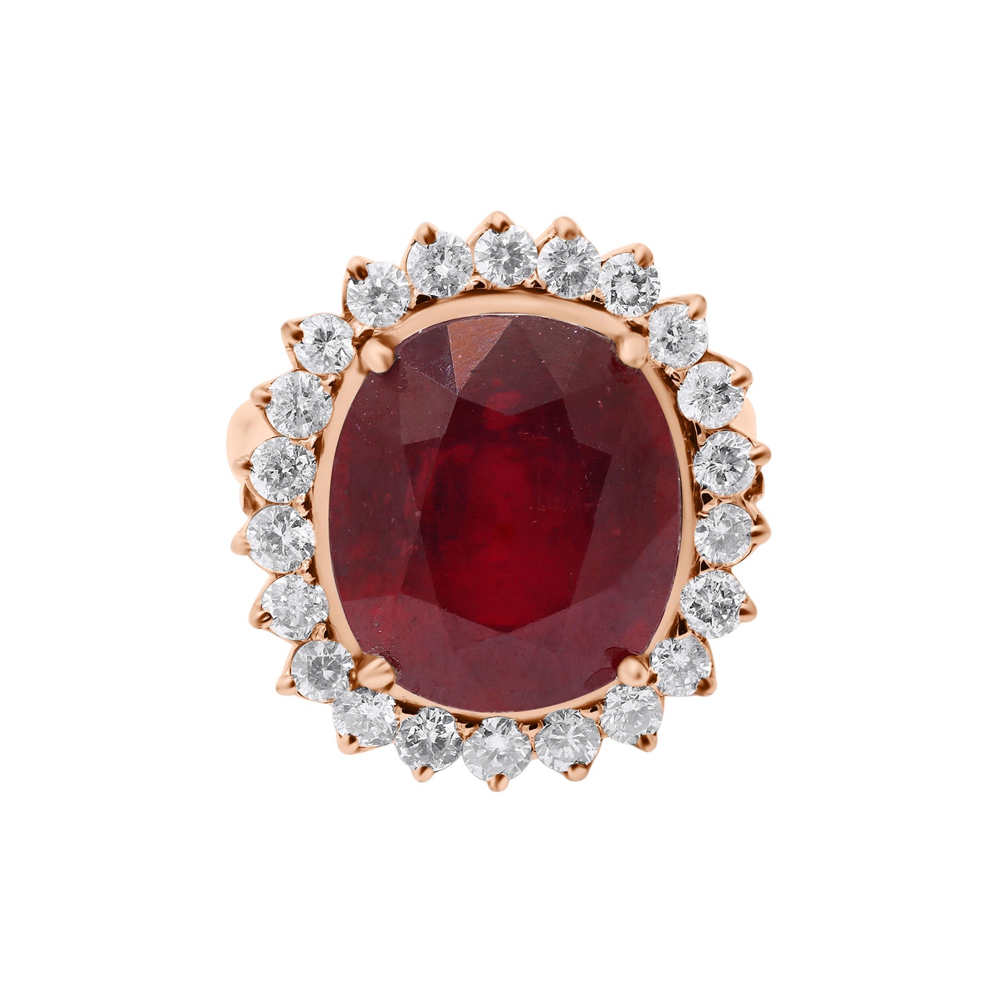 Natural Ruby With Diamond White Gold Ring In 18k White Gold