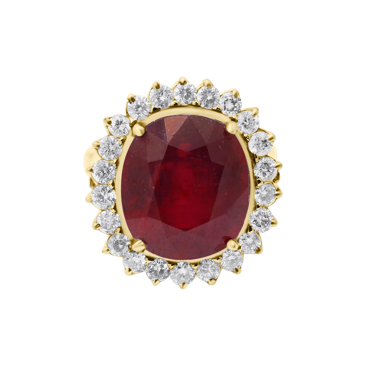 Natural Ruby With Diamond White Gold Ring In 18k White Gold