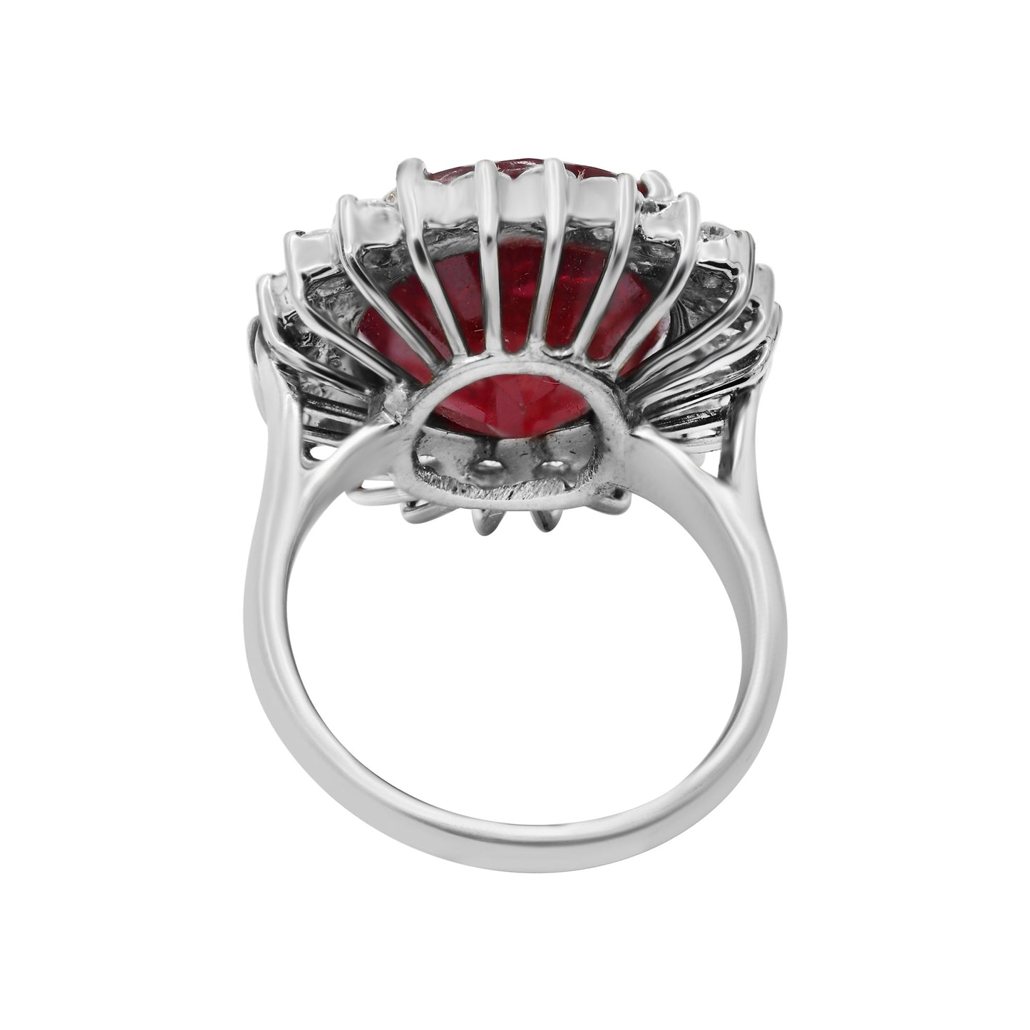 Natural Ruby With Diamond White Gold Ring In 18k White Gold