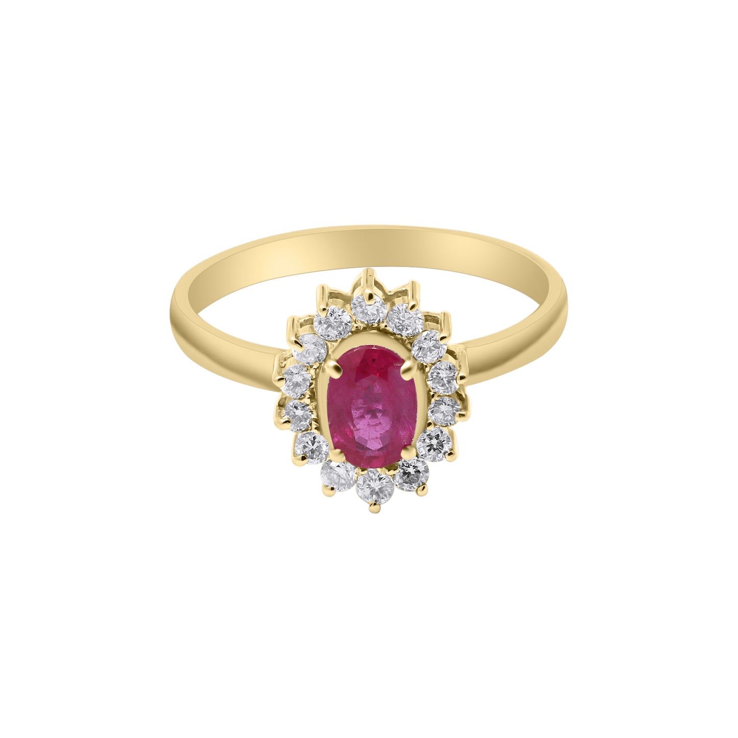 Natural Oval Cut Ruby With Diamond White Gold Ring In 18k Gold