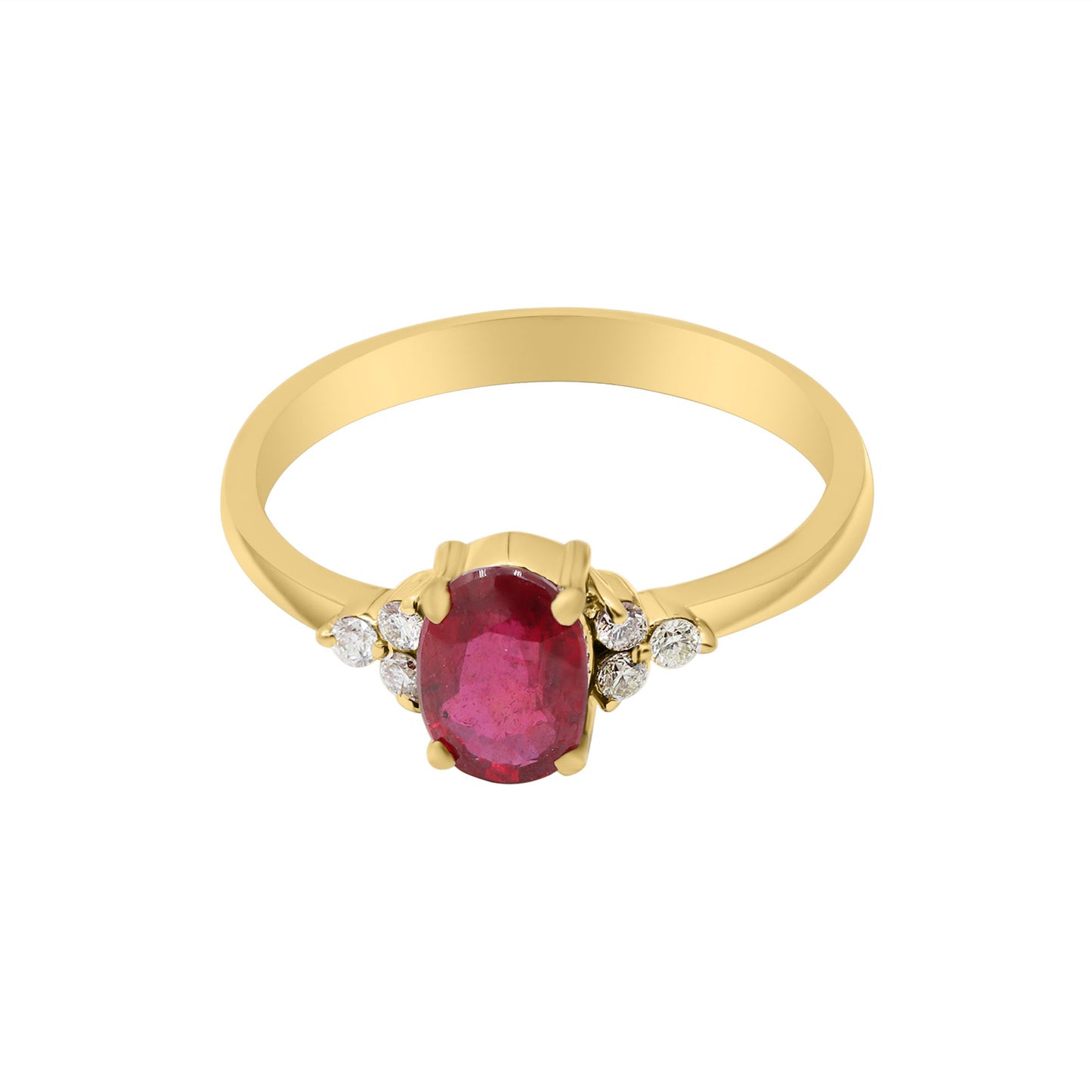 Natural Oval Ruby And Diamond White Gold Ring In 14k White Gold