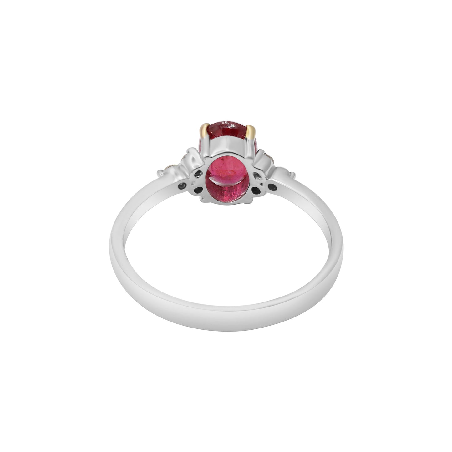 Natural Oval Ruby And Diamond White Gold Ring In 14k White Gold