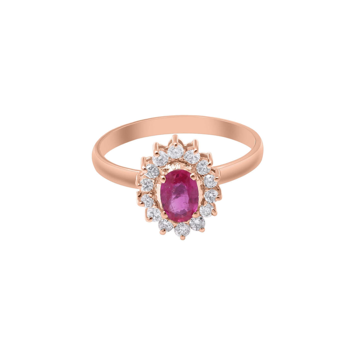 18k Gold Oval Cut Natural Ruby With Diamond White Gold Ring
