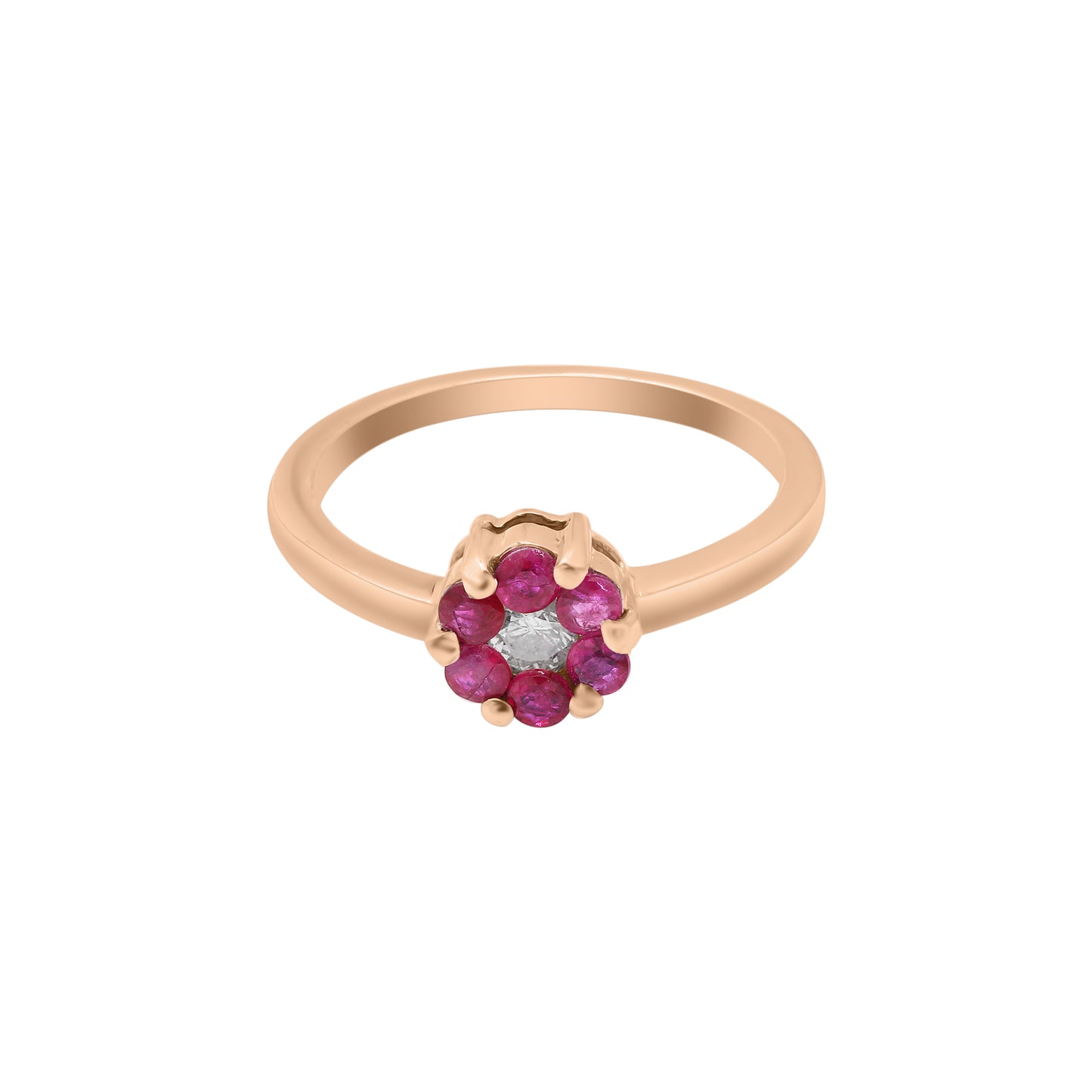 Designer Natural Ruby With Diamond Gold Ring In 18k White Gold