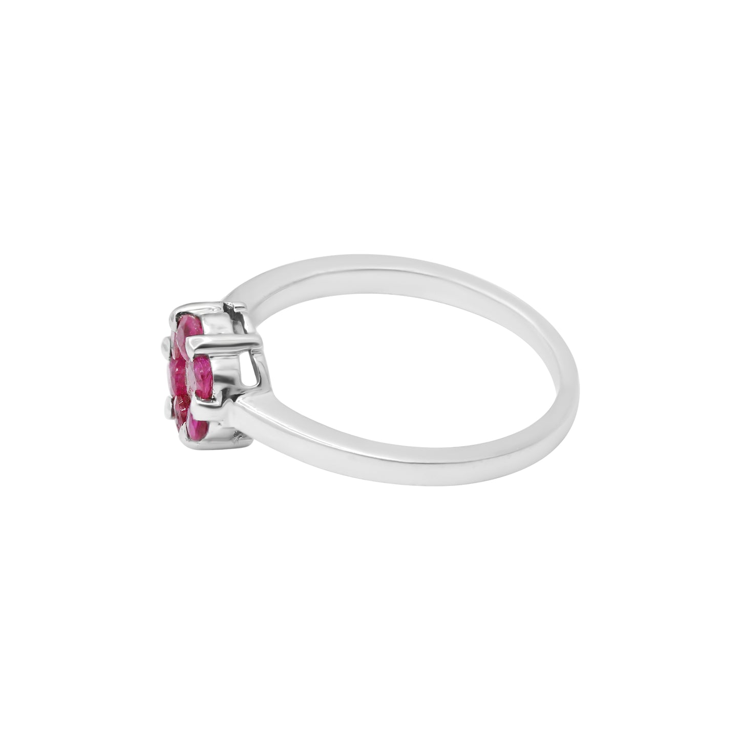 Designer Natural Ruby With Diamond Gold Ring In 18k White Gold