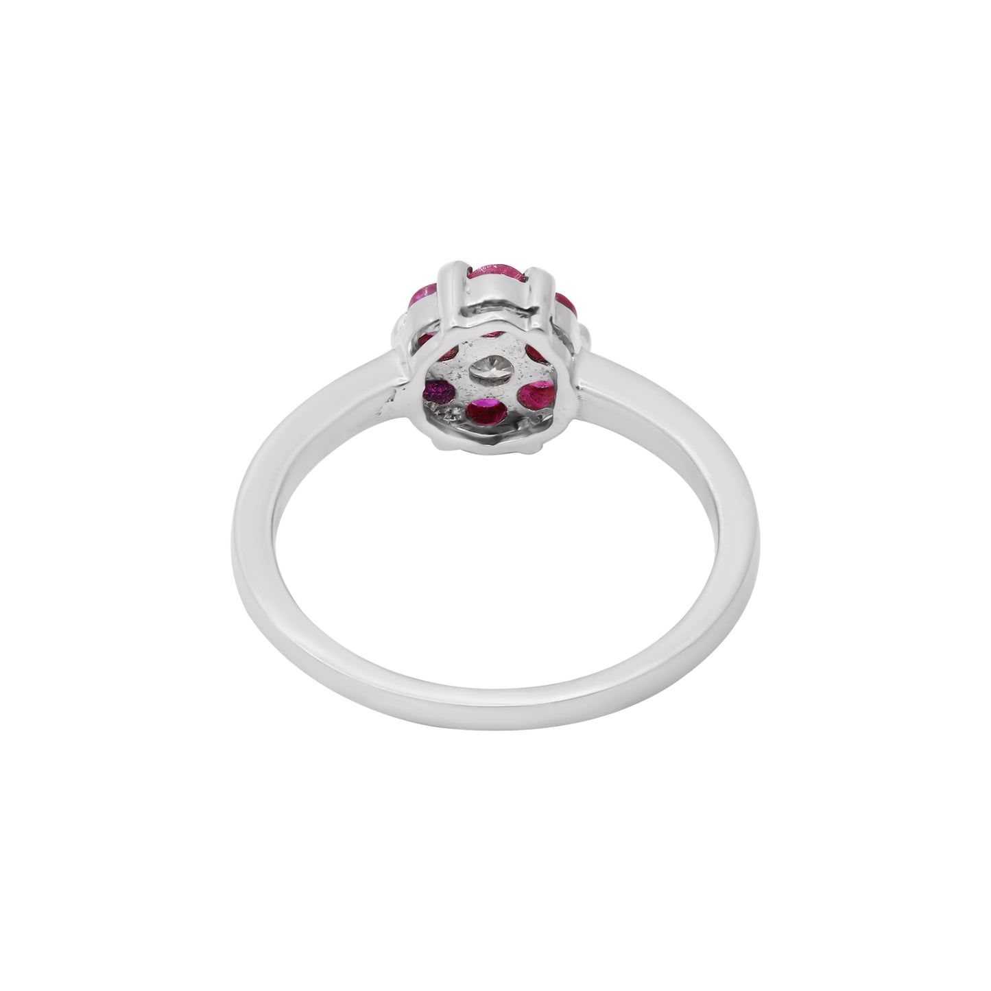Designer Natural Ruby With Diamond Gold Ring In 18k White Gold