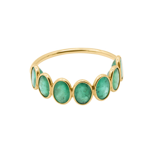 Beautiful Emerald Band In 18k Gold Ring For Women's And Girls