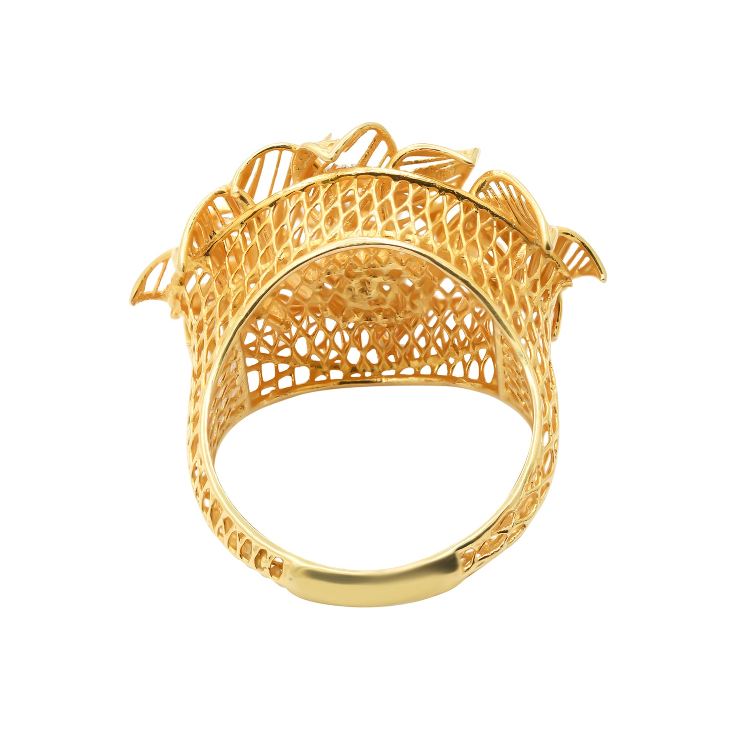 Gorgeous Flower Ring In 18K Yellow Gold