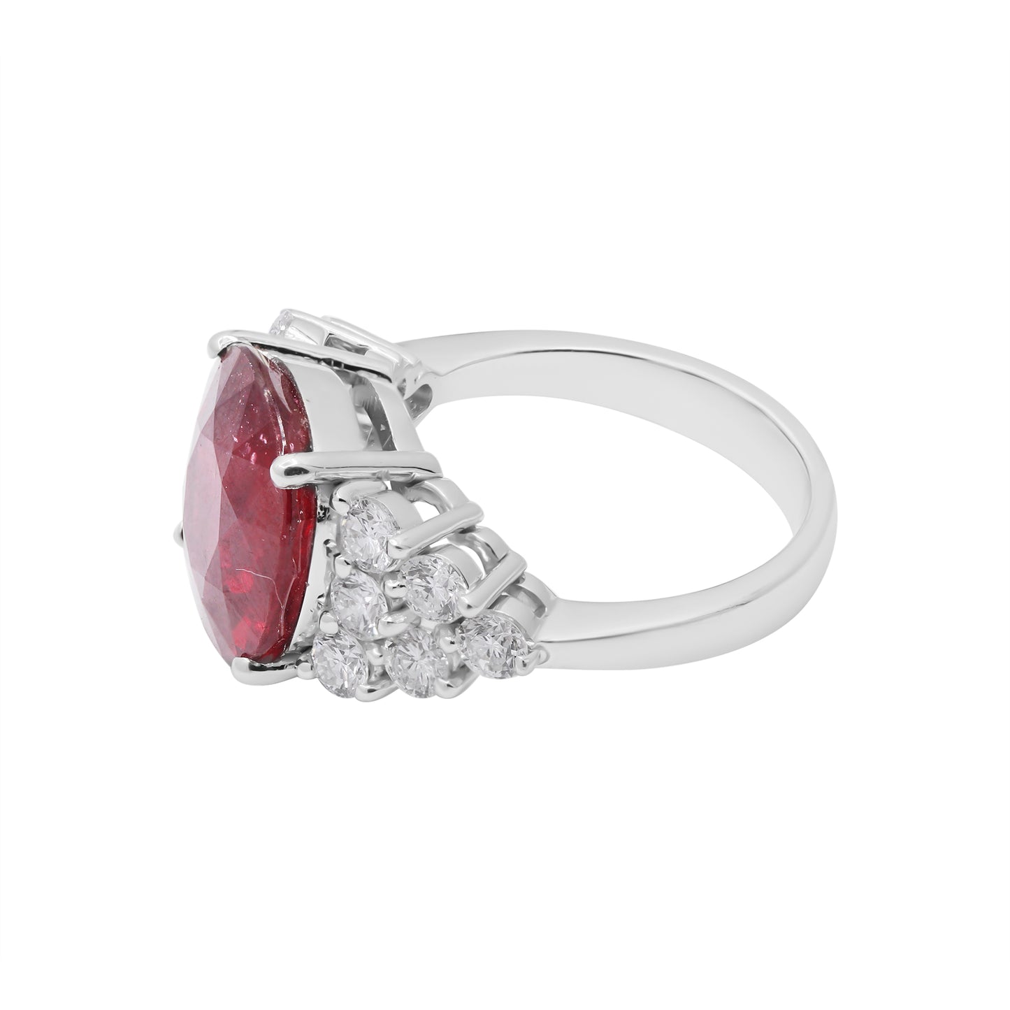Beautiful 18k White Gold Natural Ruby And Diamond Ring