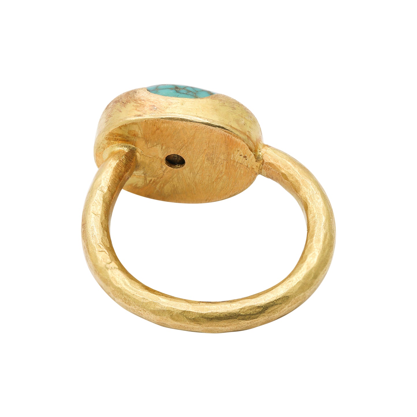 Natural Turquoise Oval Cut Gemstone 18K Gold Ring Designer Unisex Ring