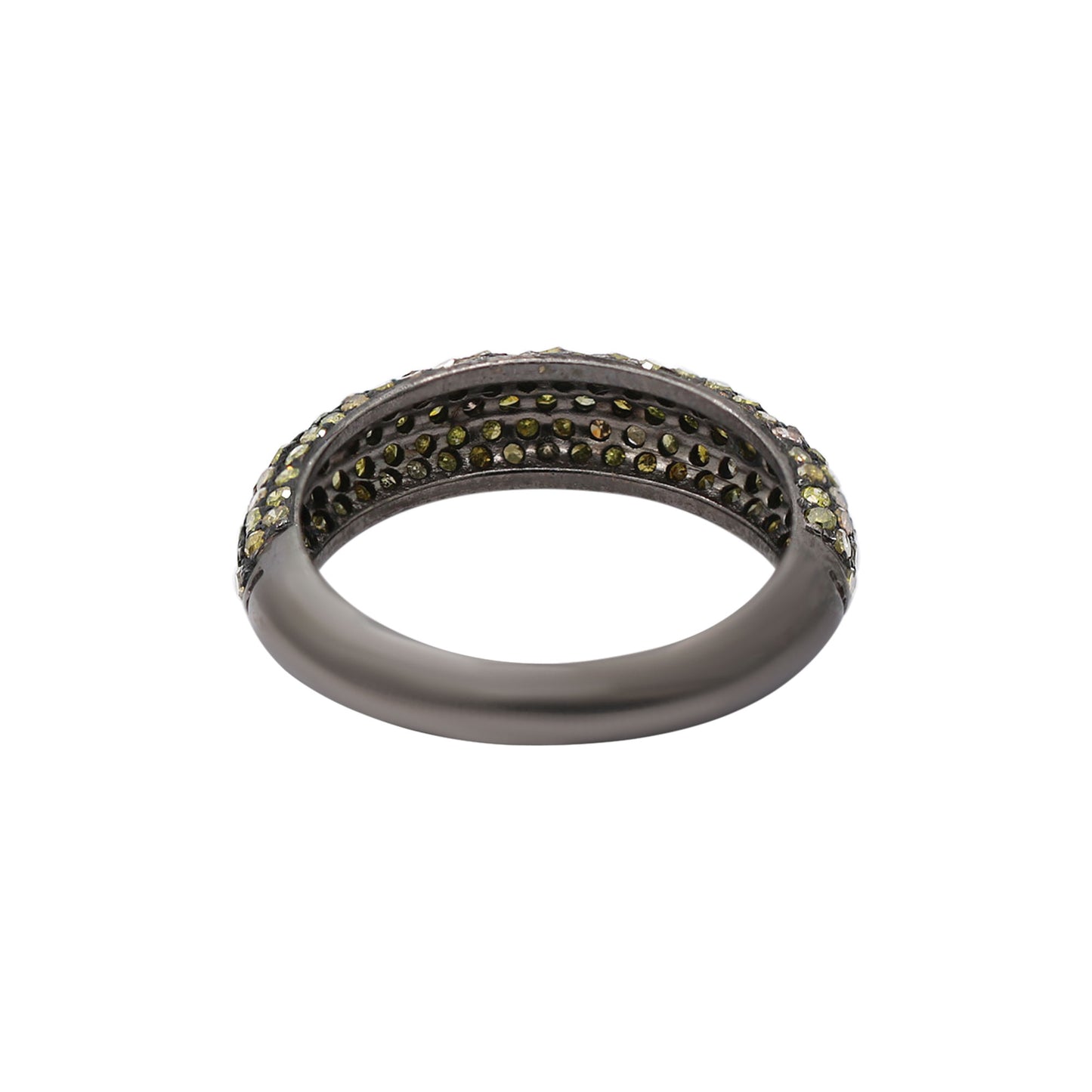 Natural Yellow Diamond Band 925 Sterling Silver Black Rhodium Ring