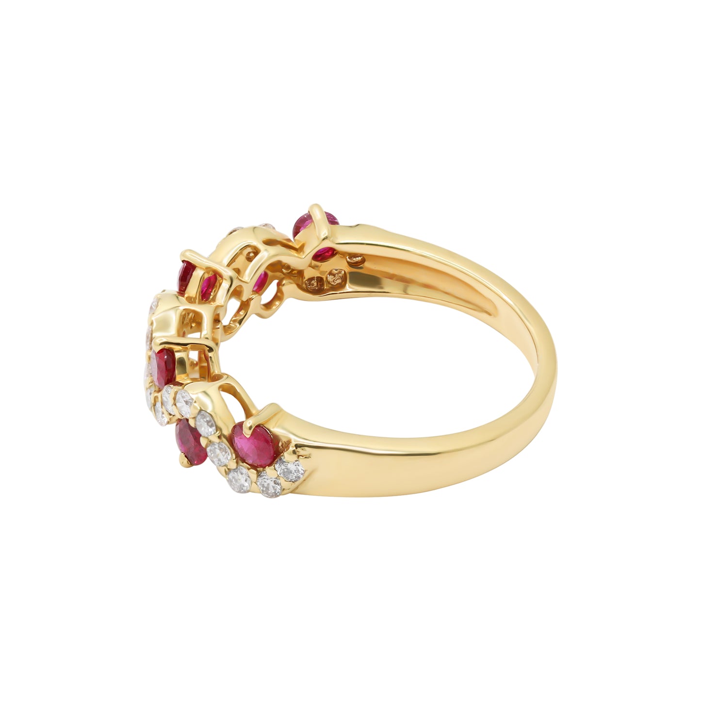 Natural Ruby With Diamond Gold Ring In 14k Yellow Gold