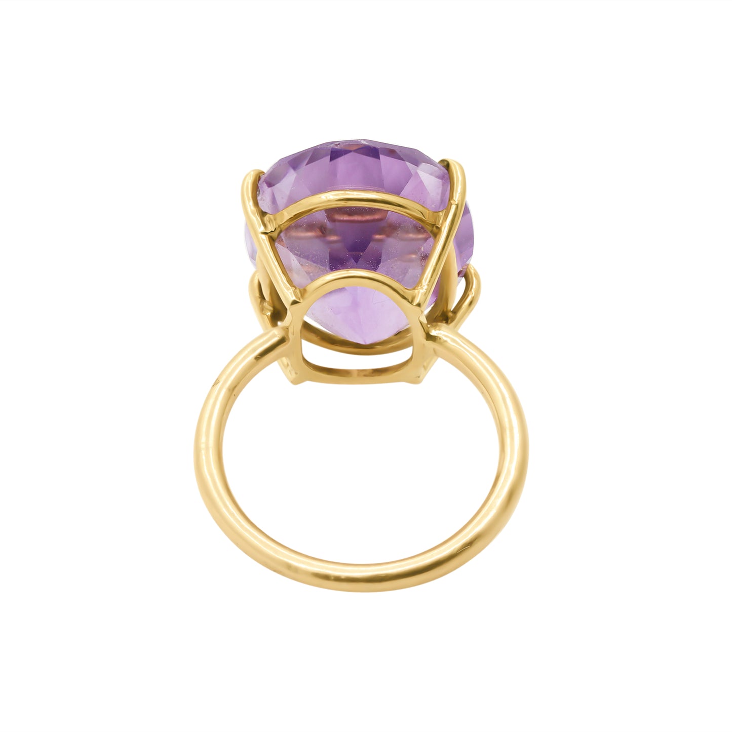Natural Oval Cut Amethyst 925 Sterling Silver Gold Plated Ring