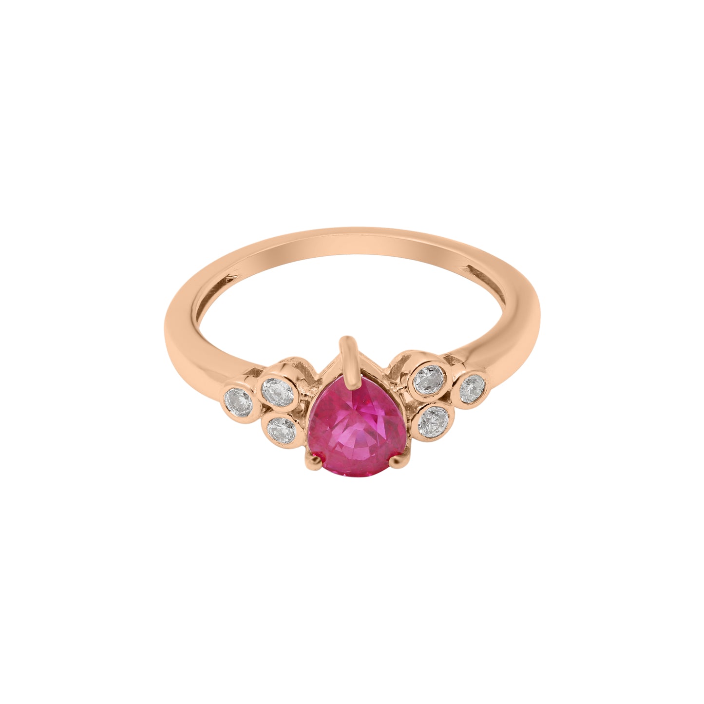 Natural Pear Shaped Ruby With Diamond Ring In 18k White Gold