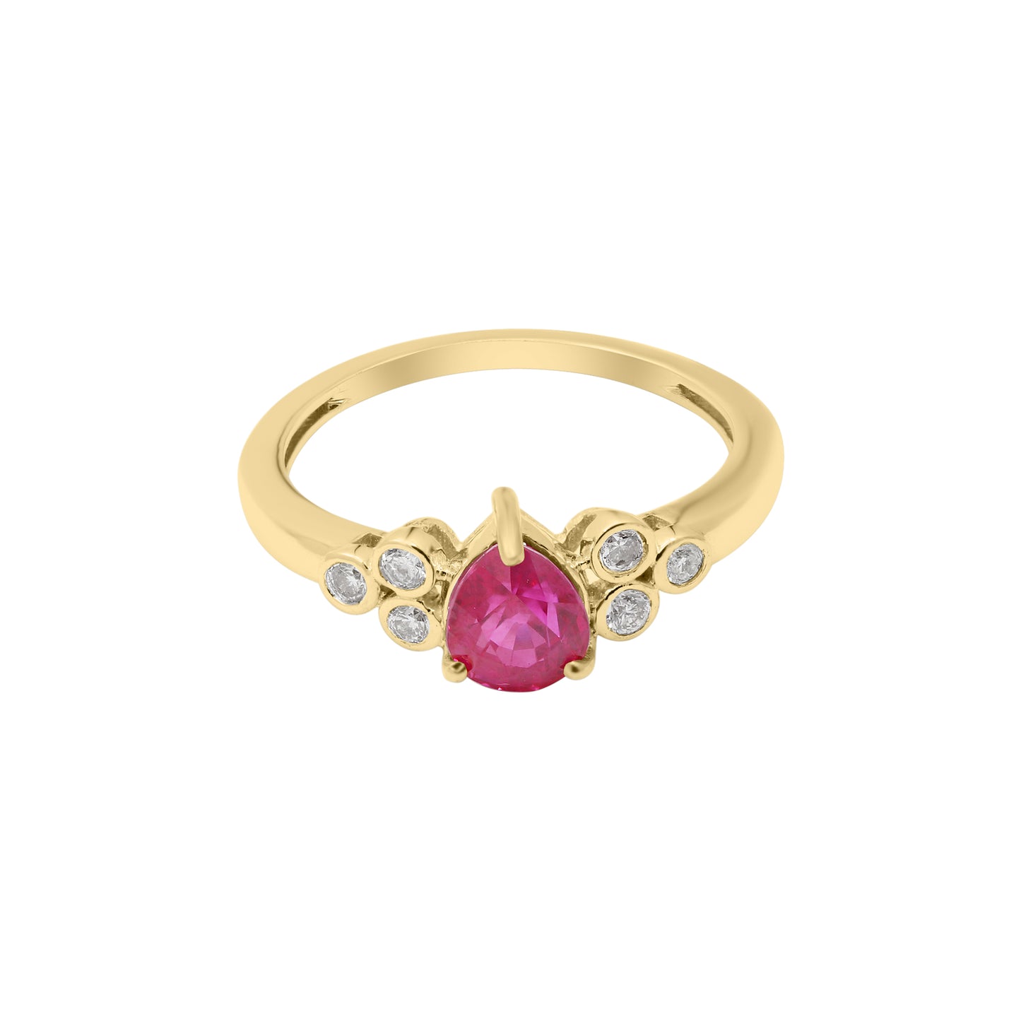 Natural Pear Shaped Ruby With Diamond Ring In 18k White Gold