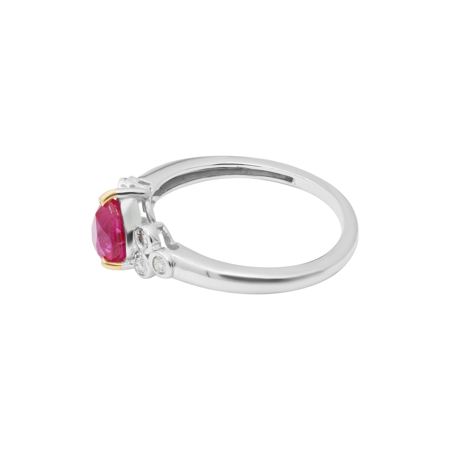 Natural Pear Shaped Ruby With Diamond Ring In 18k White Gold