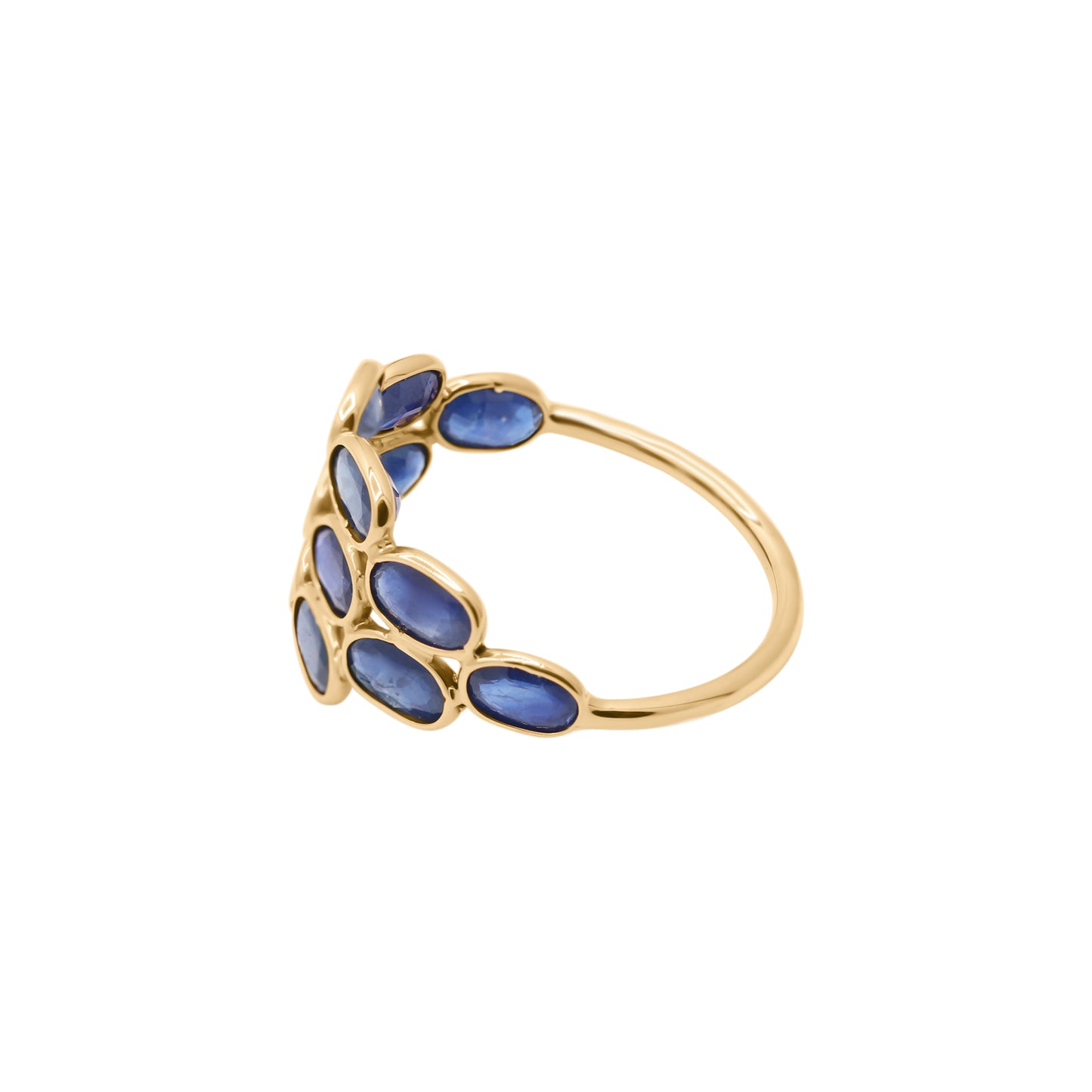 Natural Blue Sapphire Oval Cut Gemstone 18K Gold Ring