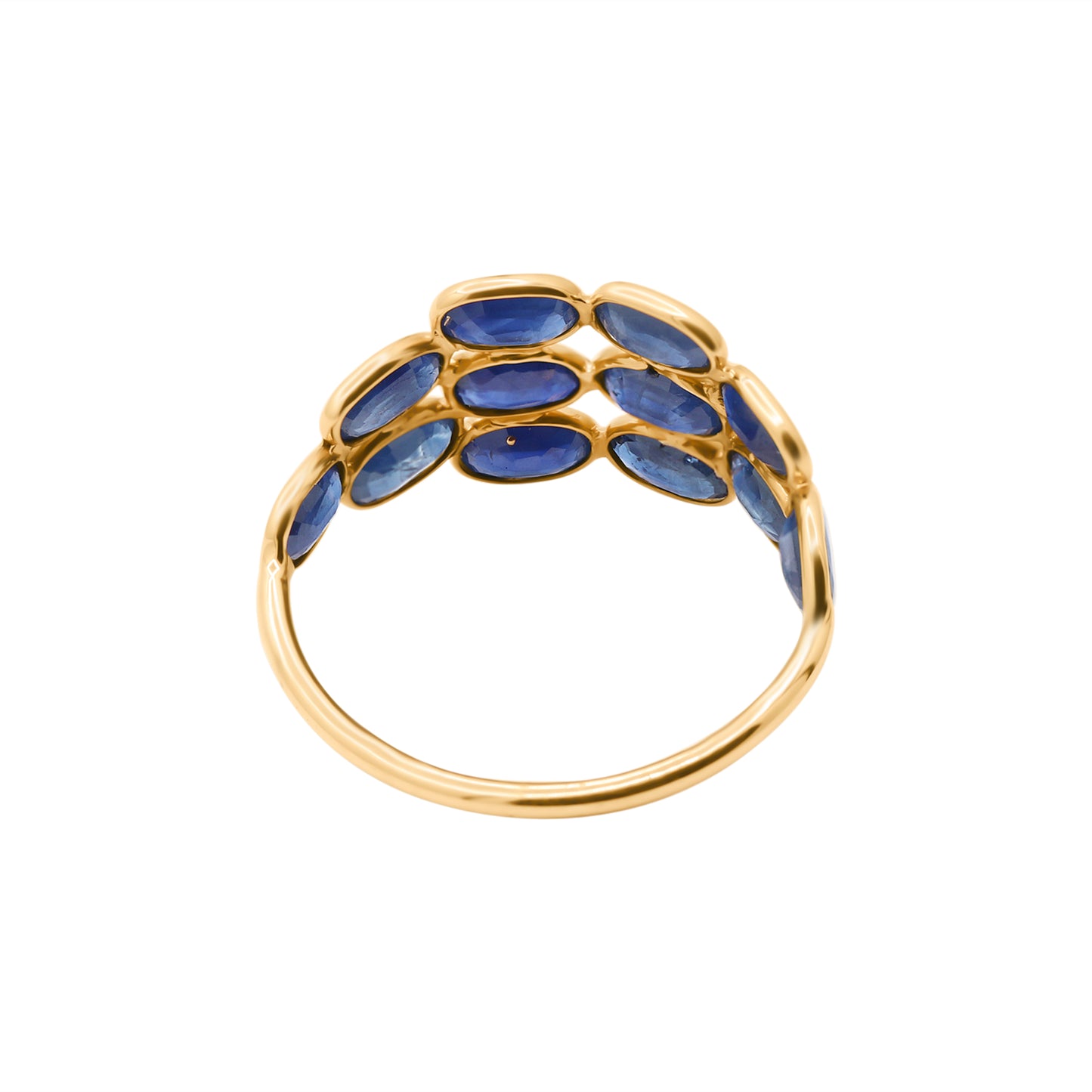 Natural Blue Sapphire Oval Cut Gemstone 18K Gold Ring