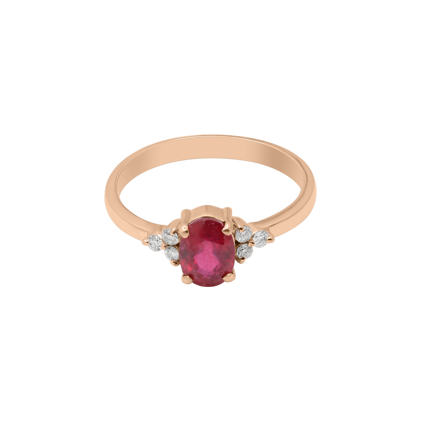 Natural Oval Ruby White Gold Ring In 14k White Gold
