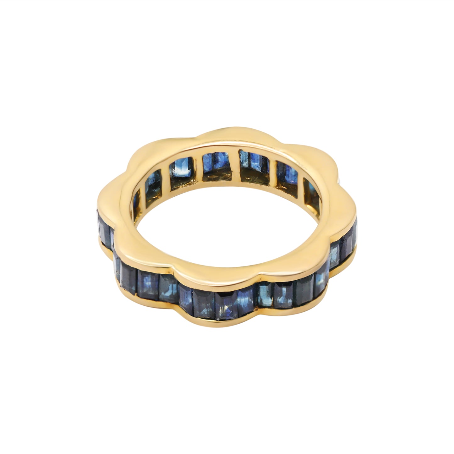 Natural Blue Sapphire 18k Yellow Gold Band Ring