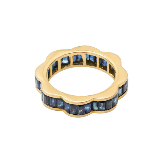 Natural Blue Sapphire 18k Yellow Gold Band Ring