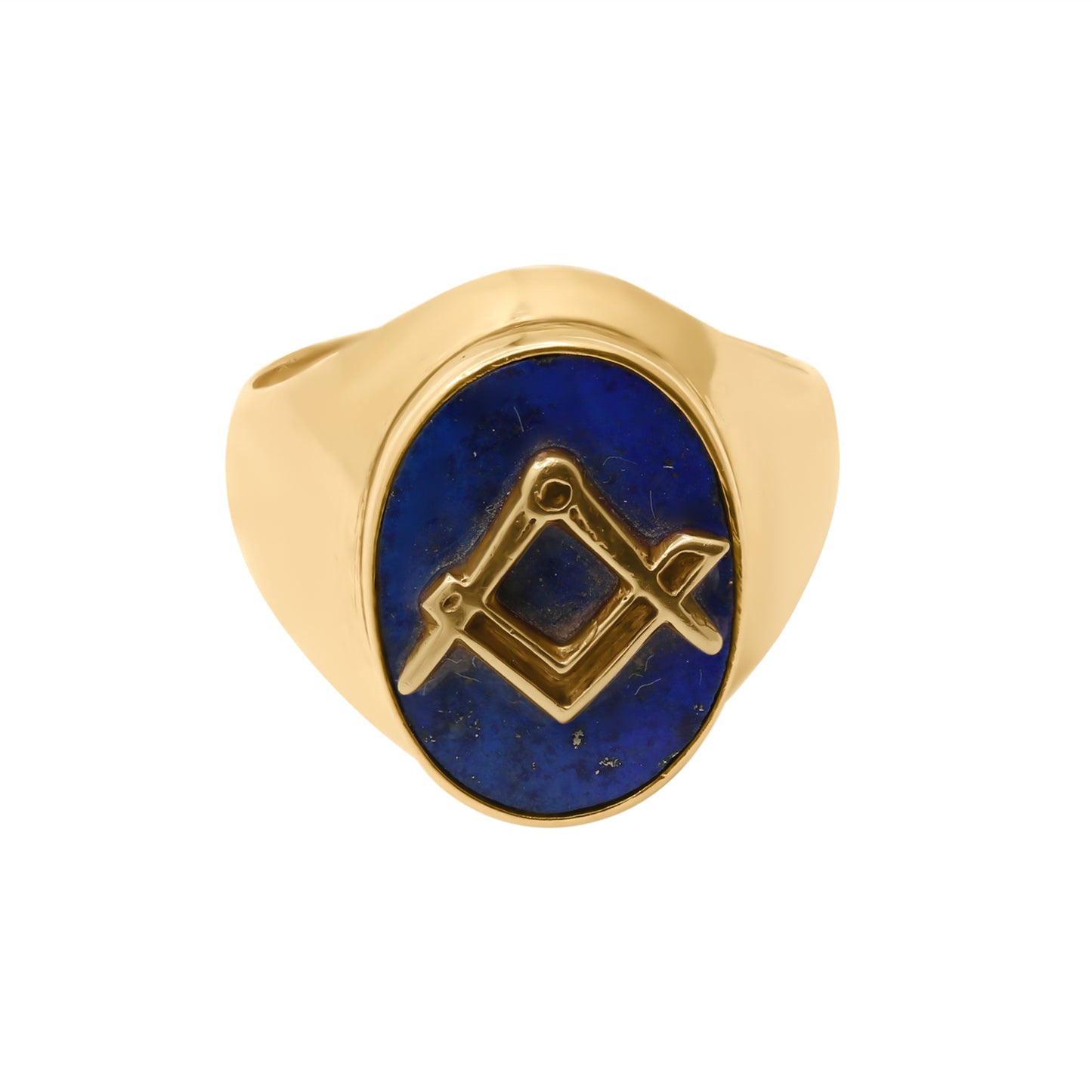 Natural Lapis Lazuli 18K Gold Ring Unisex Oval Cut Ring