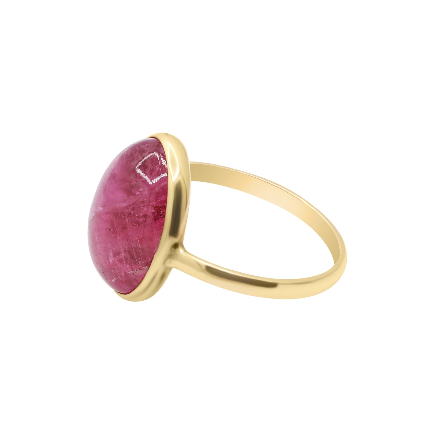 Natural Oval Cut Pink Tourmaline Yellow Gold Ring In 18k Yellow Gold