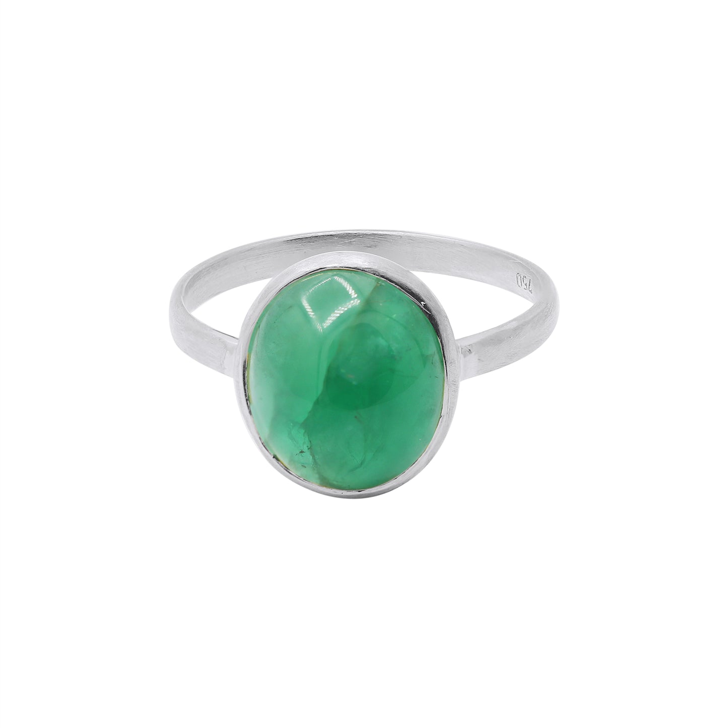 18K Yellow Gold Natural Oval Cut Emerald Unisex Gold Ring