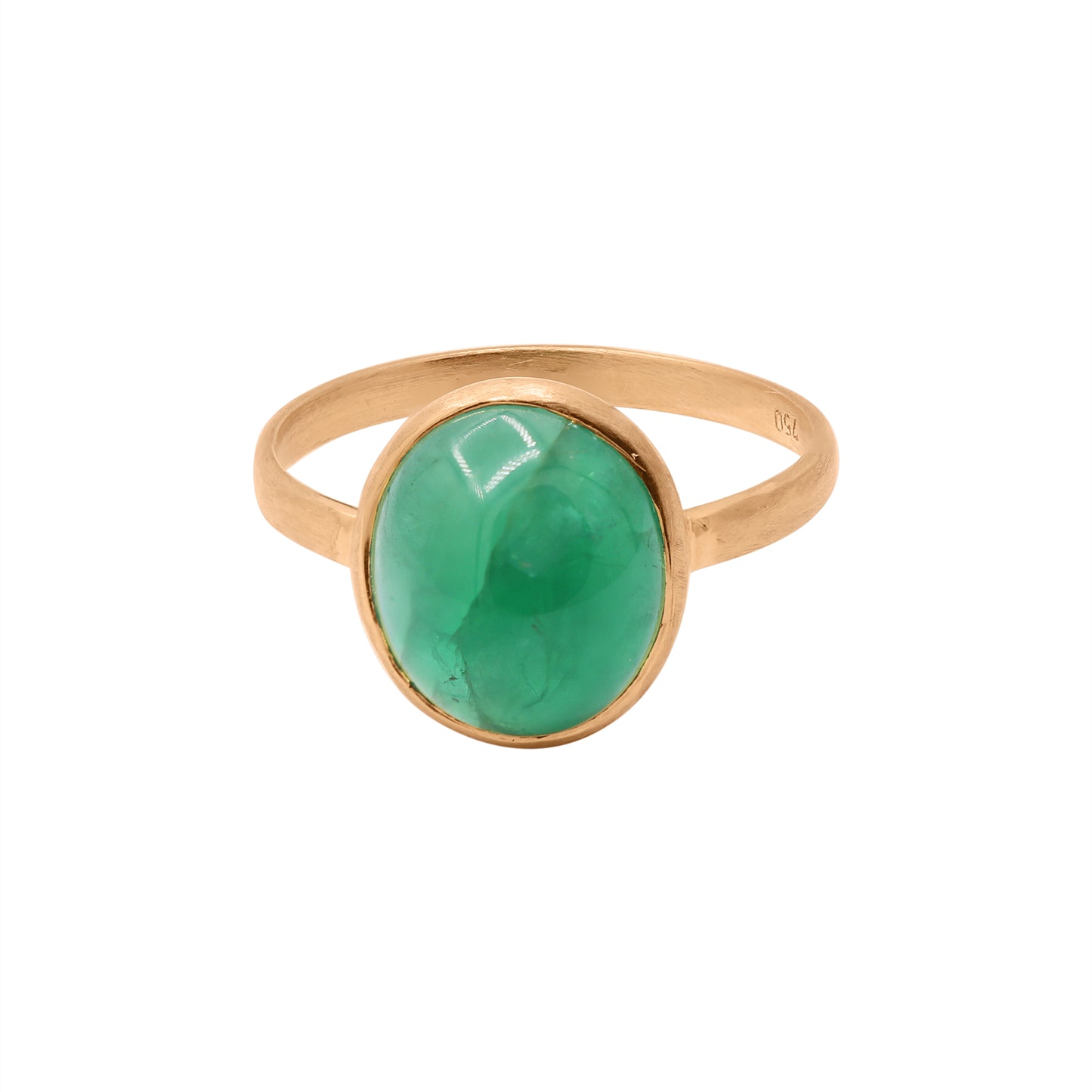 18K Yellow Gold Natural Oval Cut Emerald Unisex Gold Ring