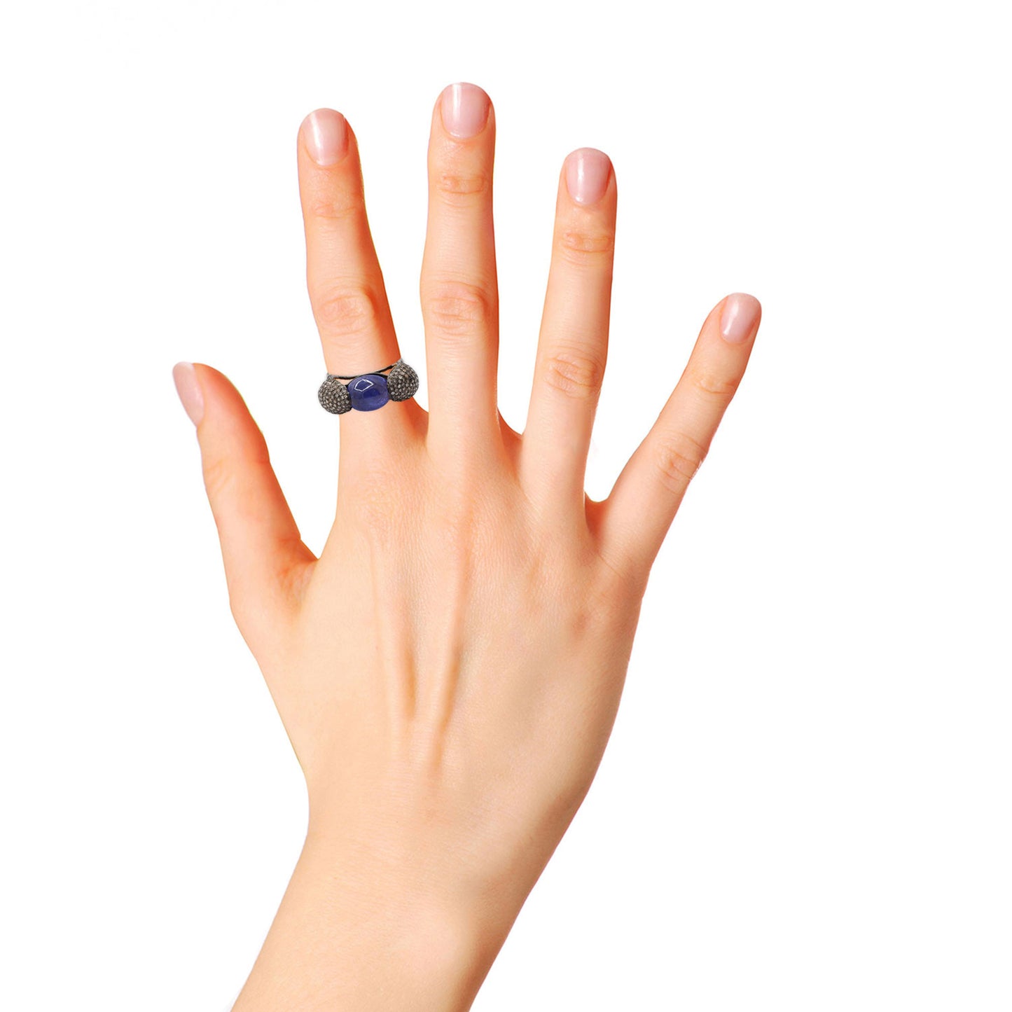 Natural Kyanite & Diamond 925 Sterling Silver Gold Plated Ring