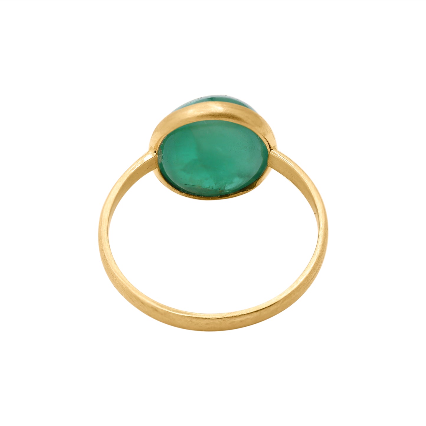 18K Yellow Gold Natural Oval Cut Emerald Unisex Gold Ring