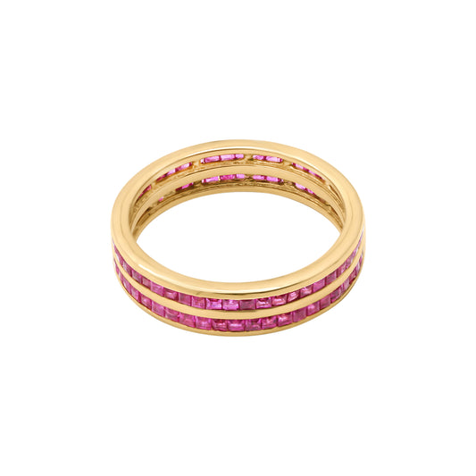14k Yellow Gold Ruby Band Ring For Women's And Girls