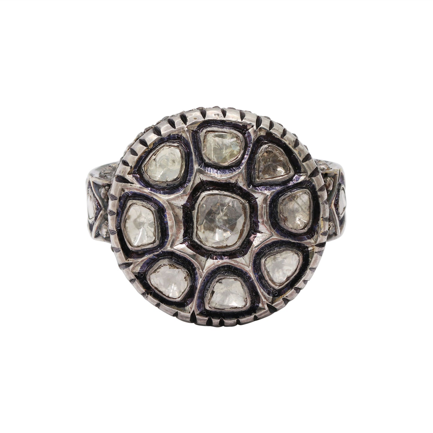 Beautiful Polki Diamond 925 Sterling Silver Gold Plated Ring