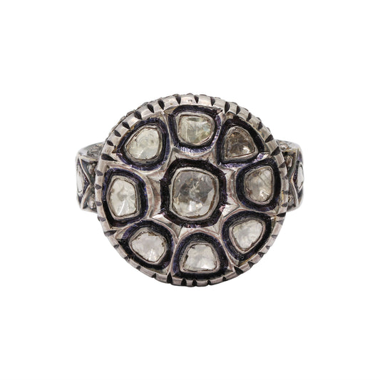 Beautiful Polki Diamond 925 Sterling Silver Gold Plated Ring