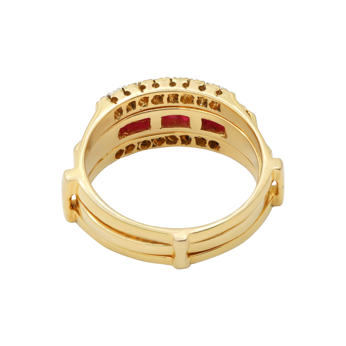 Natural Ruby With Diamond Ring In 14k Yellow Gold