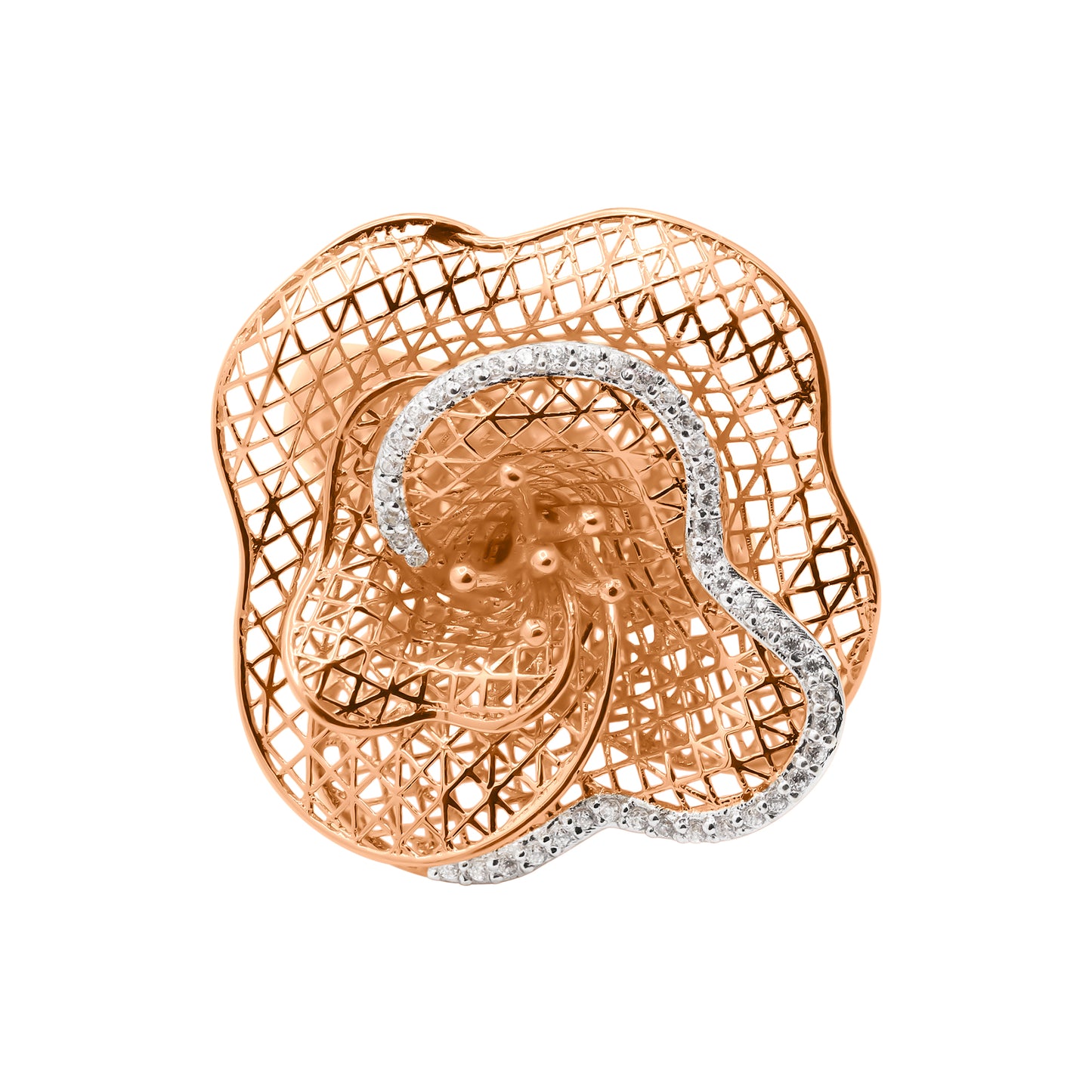 Designer Diamond Net Ring In 18k Gold Ring