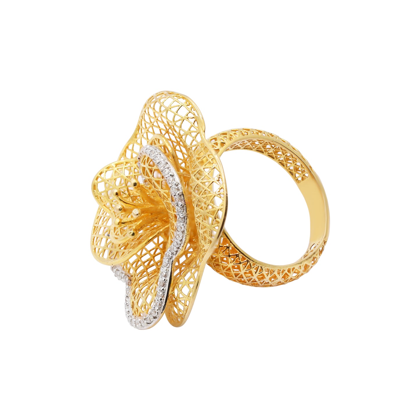 Designer Diamond Net Ring In 18k Gold Ring