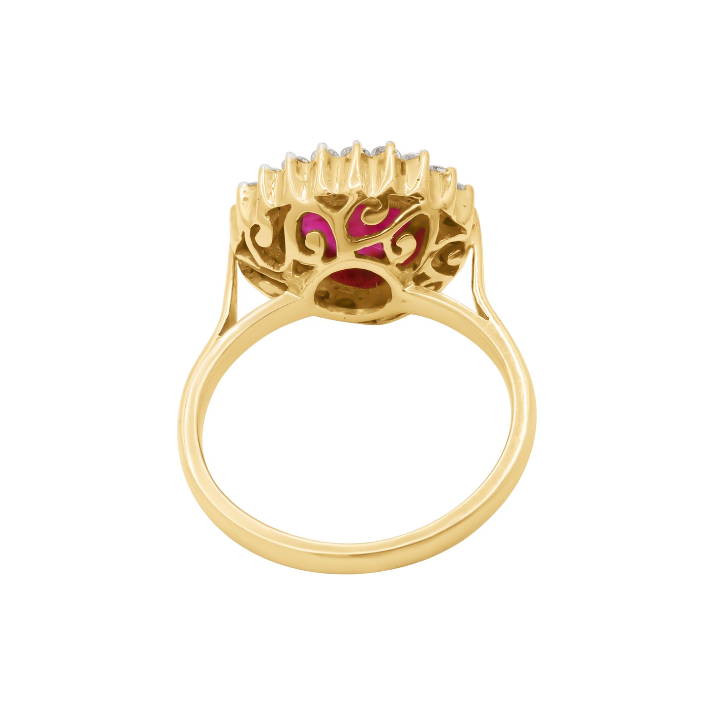 Natural Ruby With Diamond Gold Ring In 18k Yellow Gold