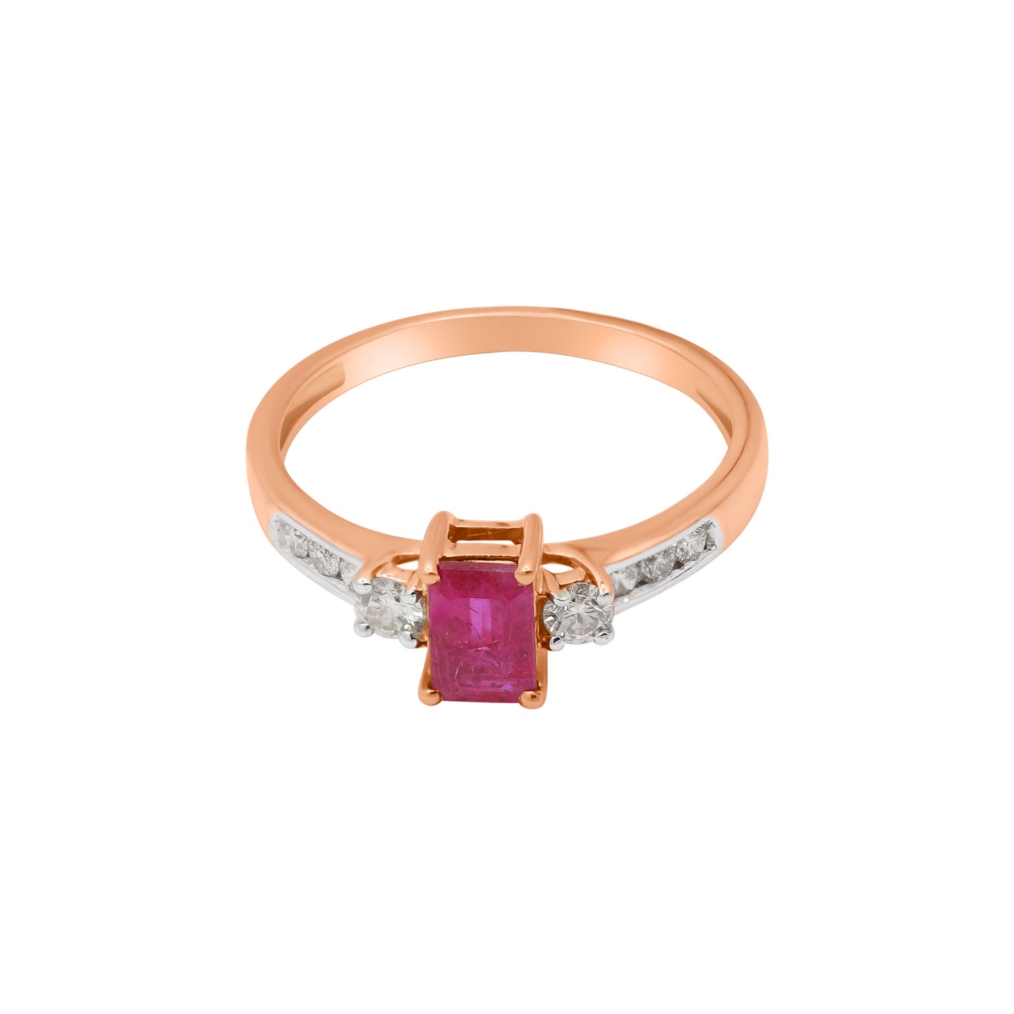 18k Yellow Gold Natural Ruby With Diamond Gold Ring