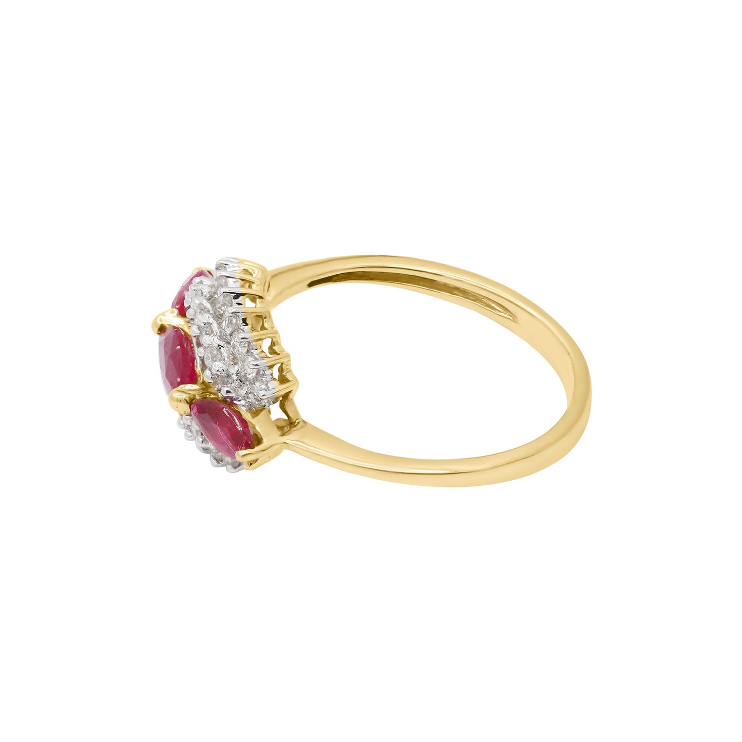 18k Yellow Gold Natural Ruby With Diamond Gold Ring