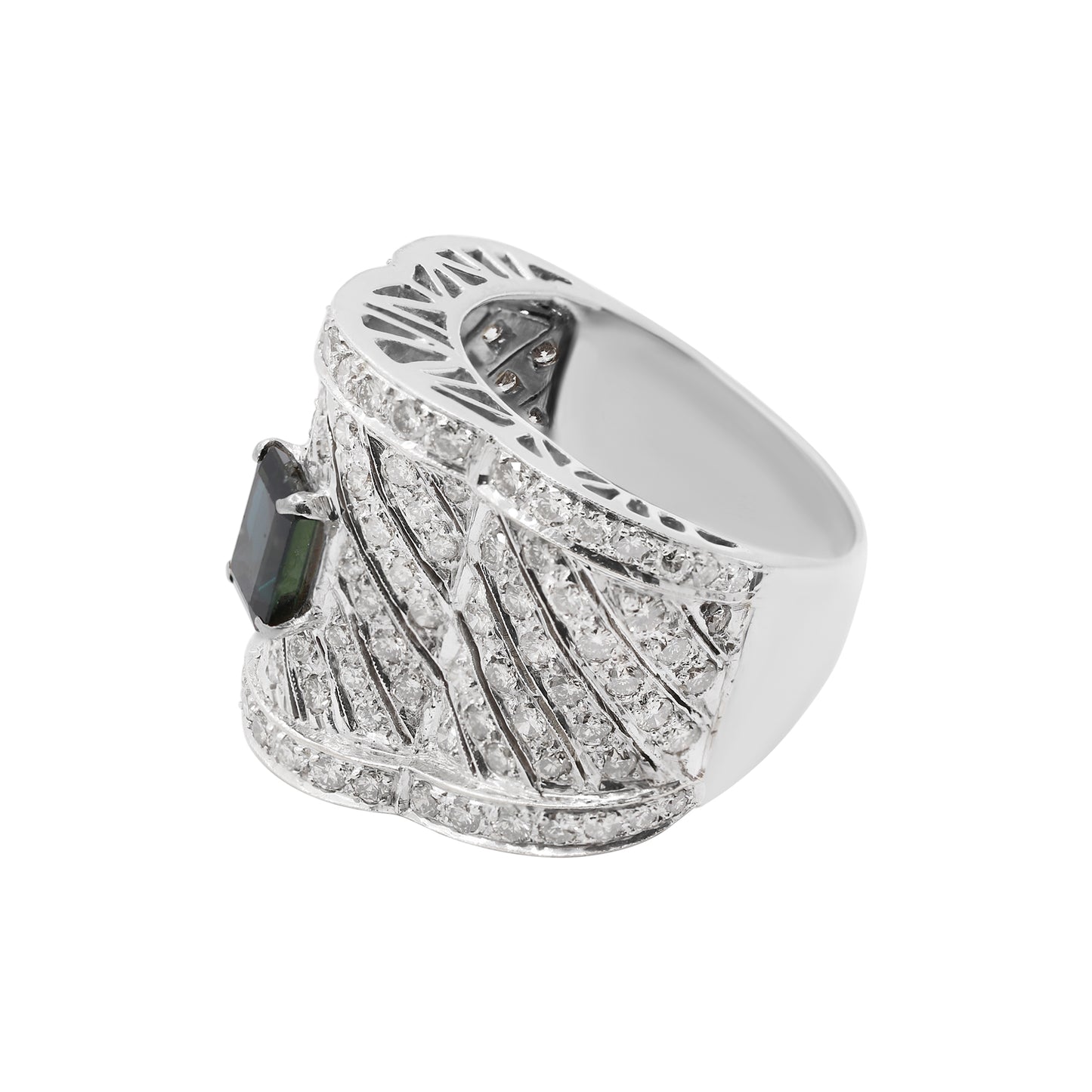 Natural Blue Sapphire & Diamond Unisex 18k Yellow Gold Ring