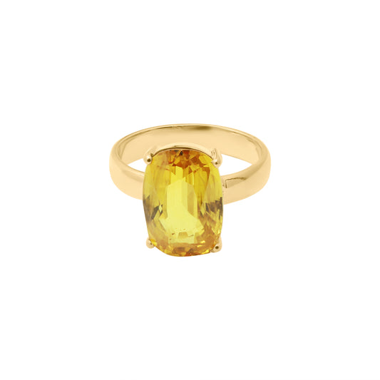 Natural Yellow Sapphire Oval Cut Gemstone 18k Yellow Gold Unisex Ring
