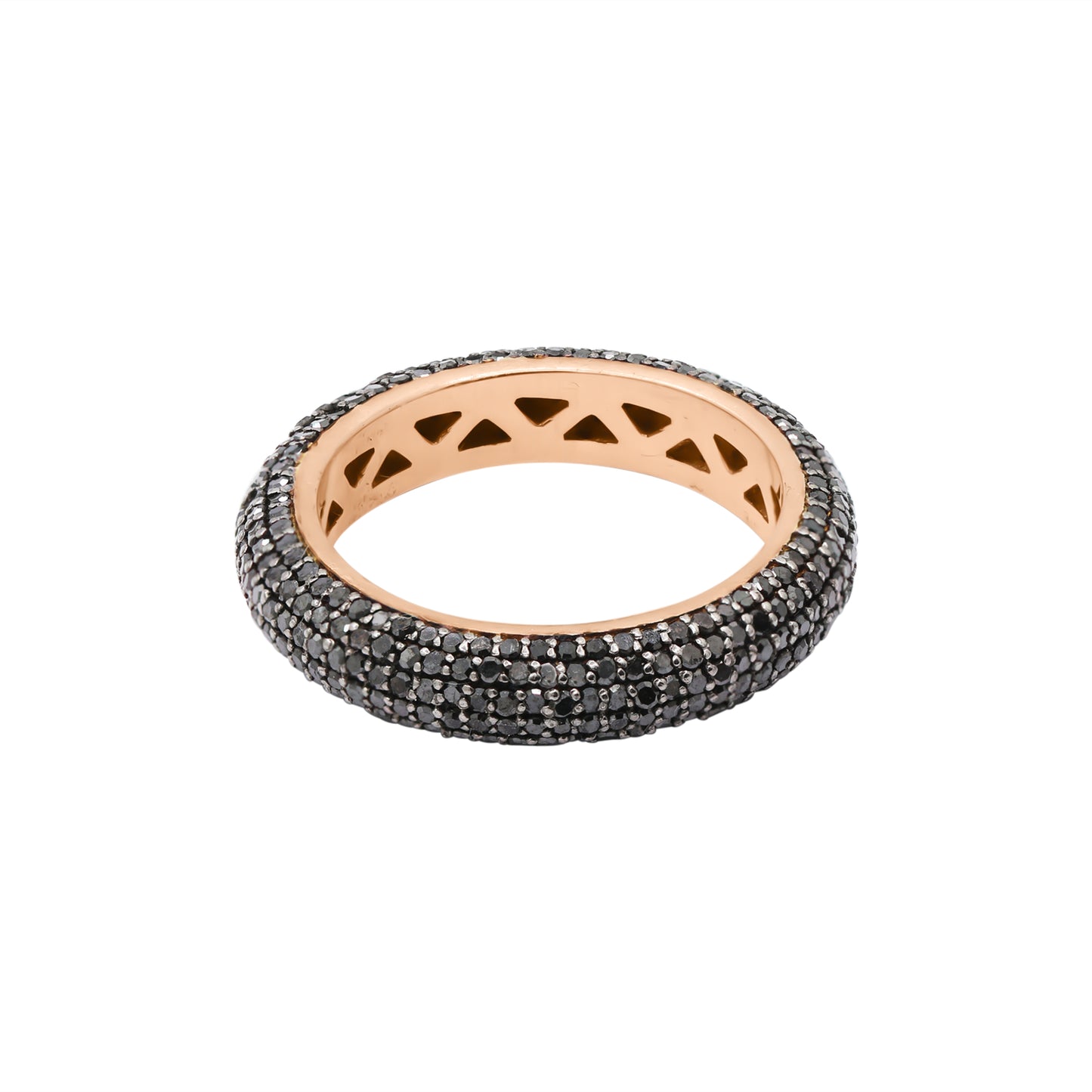 Natural Black Diamond Band 14k Yellow Gold Ring