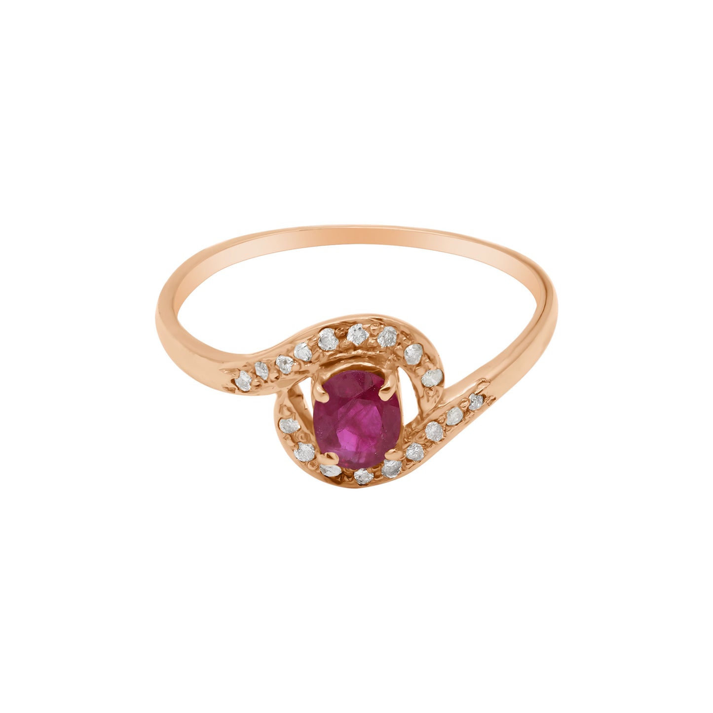 14k Yellow Gold Natural Ruby And Diamond Yellow Gold Ring